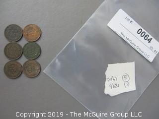 (1) 1896 and (5) 1900 Indian Head Cents