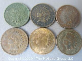 (2) 1906 and (4) 1907 Indian Head Cents