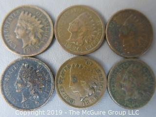 (1) 1895 and (5) 1896 Indian Head Cents