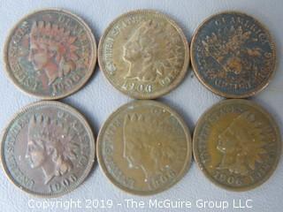 (6) 1906 Indian Head Cents