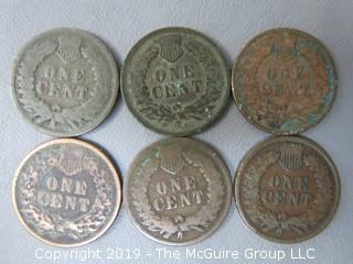 (1) 1891 and (5) 1892 Indian Head Cents