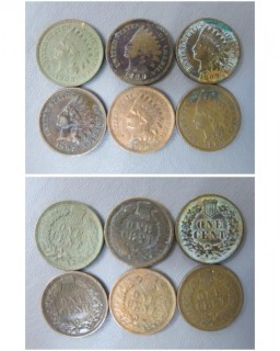 (4) 1907 and (2) 1909 Indian Head Cents