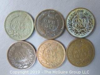 (4) 1907 and (2) 1909 Indian Head Cents