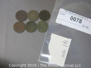 (6) 1905 Indian Head Cents