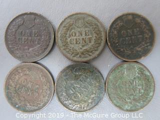 (6) 1905 Indian Head Cents