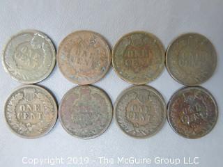 (1) 1880, (1) 1882, (1) 1884, (1) 1886 and (4) 1893 Indian Head Cents