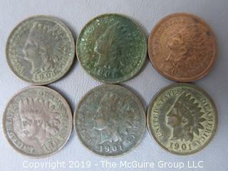 (12) 1901 Indian Head Cents