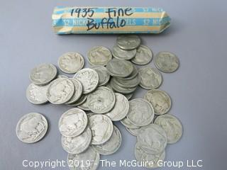 Roll of 1935 Buffalo Nickels, identified as fine by seller