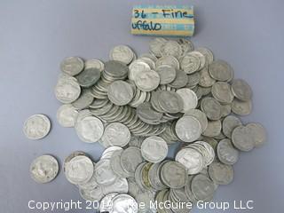 (157) 1936 Buffalo Nickels, identified as fine by seller