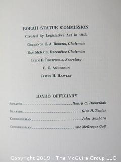 Book: "Statue of William Edgar Borah; Presented in the Rotunda of the U.S. Capitol"; State of Idaho; 1948