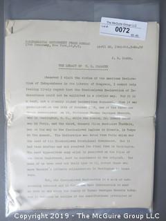 April 20, 1945 Press Release by the Czechoslovak Government titled:"The Legacy of T. G. Masaryk"