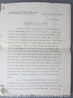 April 20, 1945 Press Release by the Czechoslovak Government titled:"The Legacy of T. G. Masaryk"