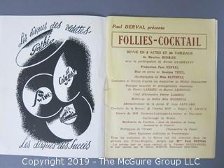 Collection of Ephemera; including Folies Bergere Paris folio