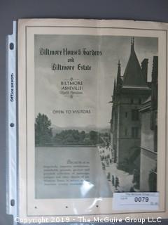 Biltmore Estate;Ephemera, Ashville, NC