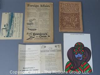 Collection of Ephemera including  January 1888 The Century Illustrated Magazine