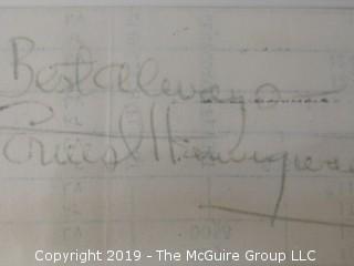 Ernest Hemingway Autograph (on reverse of plane ticket); with picture, framed under glass