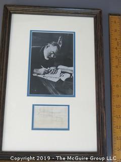 Ernest Hemingway Autograph (on reverse of plane ticket); with picture, framed under glass