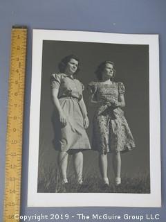 Large Format B&W Photo of two Young Women 