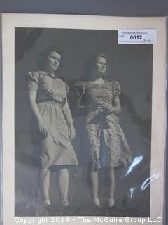 Large Format B&W Photo of two Young Women 