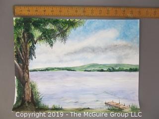 Original Watercolor on artists board; "Chautauqua Lake"; Carol Hopper '05 