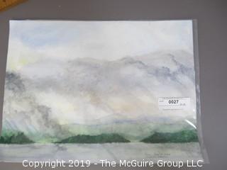 Original Watercolor on artists board; "October Storm; Chautauqua Lake"; Carol Hopper '04 