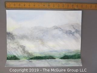 Original Watercolor on artists board; "October Storm; Chautauqua Lake"; Carol Hopper '04 