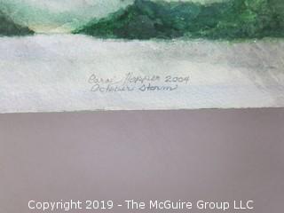 Original Watercolor on artists board; "October Storm; Chautauqua Lake"; Carol Hopper '04 