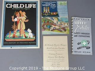 Collection of Ephemera including 1934 "Child Life" magazine cover and 1933 World's Fair Post Cards