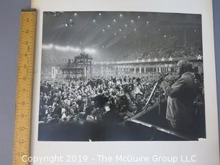 Renowned American photojournalist Arthur Rickerby (1921-1972) B&W photo of President Truman addressing Political Convention