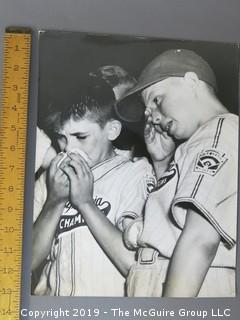 Renowned American photojournalist Arthur Rickerby's (1921-1972) 1952 "Tears of Defeat" B&W photo of losing side of Little League World Chamionship