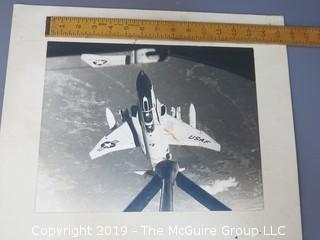 B&W photo of U.S. Naval Aircraft Being Refueled in Flight; on mat board