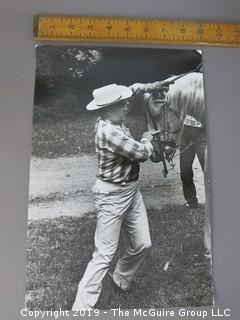 Large Format Photo; B&W; "Ted Sorenson Saddling Horse"; Washington DC; LIFE Magazine; by Arthur Rickerby, Renowned American Photojournalist