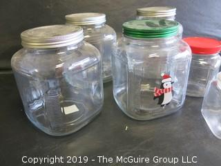 (6) Assorted Clear Glass Canisters of various Shapes/Sizes 