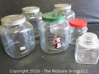 (6) Assorted Clear Glass Canisters of various Shapes/Sizes 