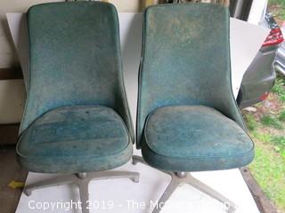 Pair of 1967 Mid-Century Modern "Decorables" vinyl and chrome base chairs; made by Chomecraft, Senatobia, Mississippi