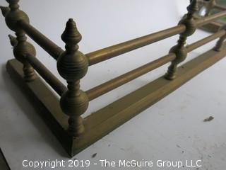 Pair of Andirons and brass fireplace fender (14 x 40 x 10"T 