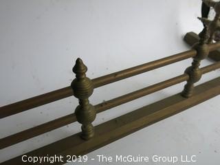 Pair of Andirons and brass fireplace fender (14 x 40 x 10"T 