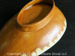 Handmade ceramic art pottery bowl; mark on base