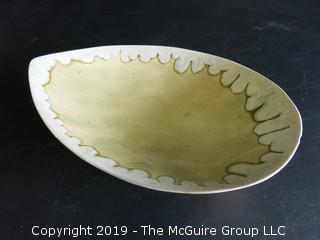 Handmade ceramic art pottery bowl; mark on base