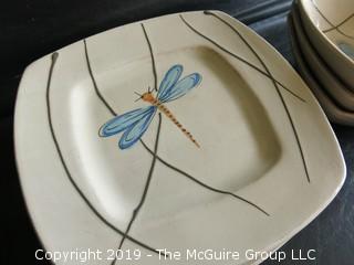 (6) ceramic plates and (3) bowls; hand painted; made in Italy for Cardinal Inc. 