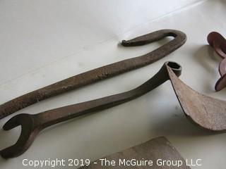 Collection of Early hand Tools including cast iron lawn sprinkler