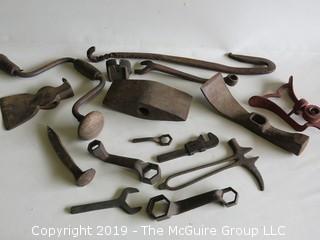 Collection of Early hand Tools including cast iron lawn sprinkler