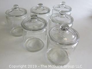 (6) Clear Glass Canisters with lids 