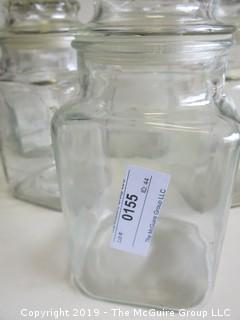 (8) Clear Glass Square Canisters with Tops 