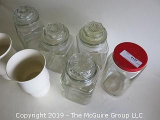 Collection of assorted canisters and (2) Royal Haeger ceramic vases 