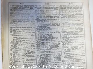 Leather Bound American Dictionary of the English Language; by Noah Webster; 1852; published by George and Charles Merriam; Springfield, MA