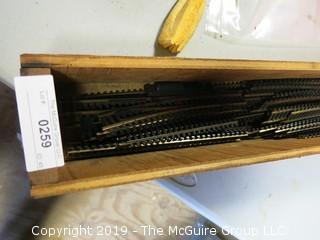 HO Gage Model Train Track and Wooden Box