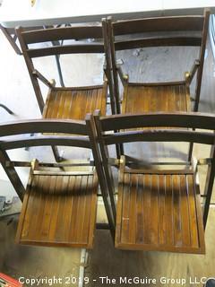 (4) Folding Wooden Chairs 