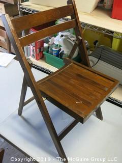 (4) Folding Wooden Chairs 