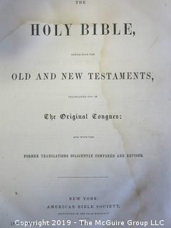 Book: "Holy Bible; leather bound; American Bible Society; 1872